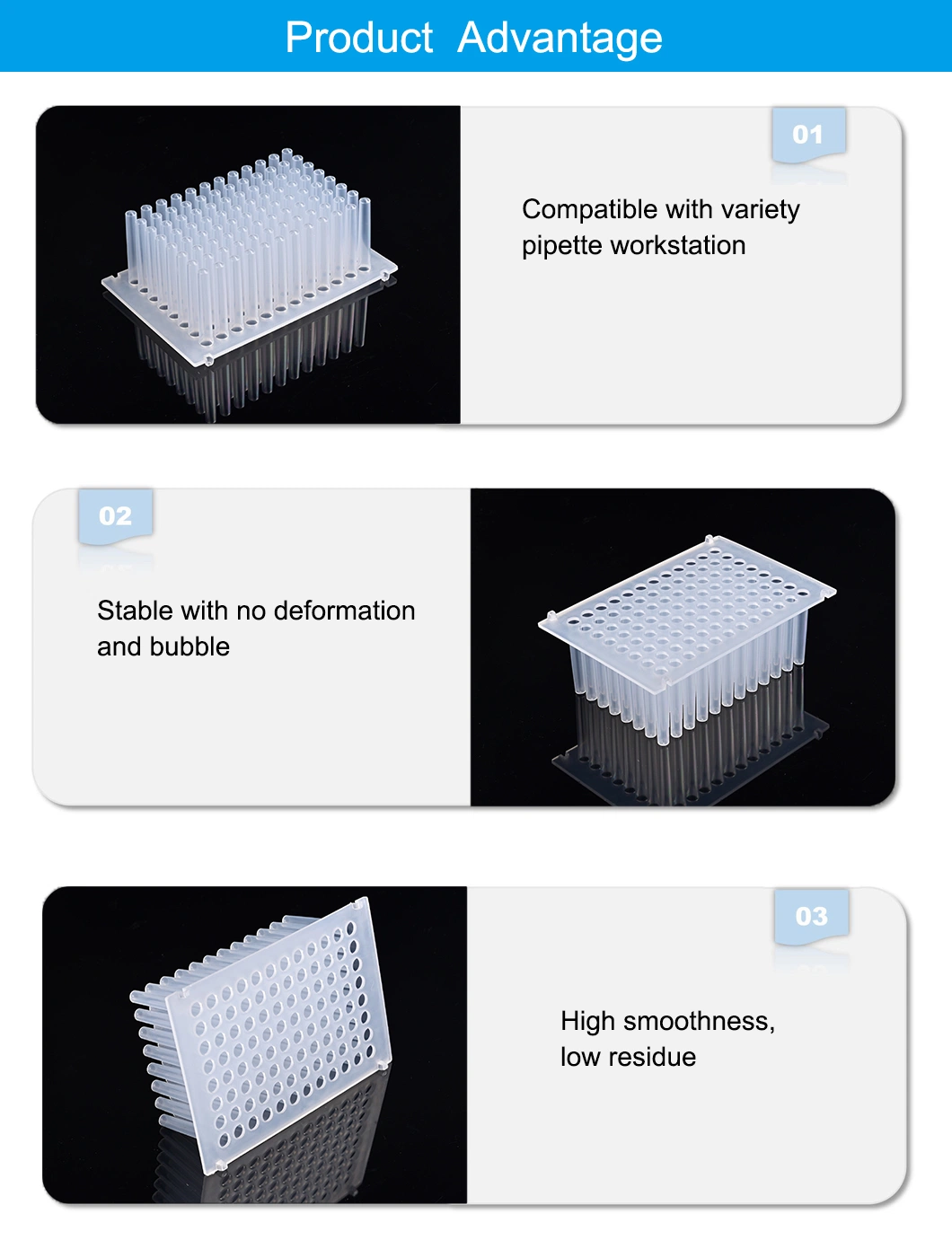 Medical Grade Material 96 Magnetic Tip Comb with 96 Deep Well Plate in Lab